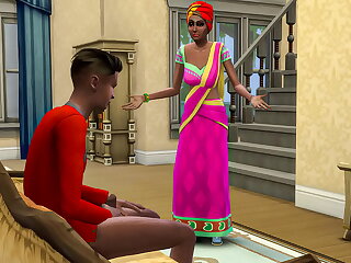 Indian step mother bursts into her cherry son while he masturbates on the couch and she offers to be the very first woman in his life - Desi mother and son