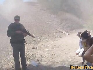 Hot brunette mexican girl gets caught and fucked by border patrol 4 1